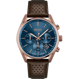 Buy Shop Hugo Boss Champion Blue Dial Brown Leather Strap Watch for Men - 1513817 USA Online