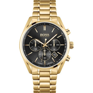 Buy Shop Hugo Boss Champion Black Dial Gold Steel Strap Watch for Men - 1513848 USA Online