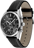 Buy Shop Hugo Boss Champion Black Dial Black Leather Strap Watch for Men - 1513816 USA Online