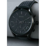 Buy Shop Hugo Boss Champion Black Dial Black Leather Strap Watch for Men - 1513880 USA Online