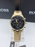 Buy Shop Hugo Boss Champion Black Dial Gold Steel Strap Watch for Men - 1513848 USA Online