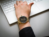 Buy Shop Hugo Boss Champion Black Dial Gold Steel Strap Watch for Men - 1513848 USA Online