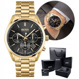 Buy Shop Hugo Boss Champion Black Dial Gold Steel Strap Watch for Men - 1513848 USA Online