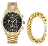 Buy Shop Hugo Boss Champion Black Dial Gold Steel Strap Watch for Men - 1513848 USA Online