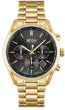 Buy Shop Hugo Boss Champion Black Dial Gold Steel Strap Watch for Men - 1513848 USA Online