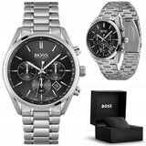 Buy Shop Hugo Boss Champion Black Dial Silver Steel Strap Watch for Men - 1513871 USA Online