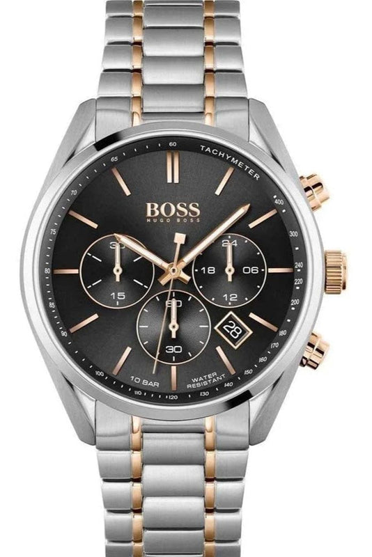 Buy Shop Hugo Boss Champion Chronograph Black Dial Two Tone Steel Strap Watch for Men - 1513819 USA Online