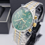 Buy Shop Hugo Boss Champion Chronograph Green Dial Two Tone Steel Strap Watch for Men - 1513878 USA Online