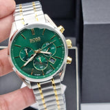 Buy Shop Hugo Boss Champion Chronograph Green Dial Two Tone Steel Strap Watch for Men - 1513878 USA Online