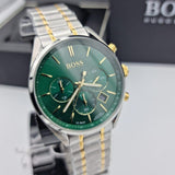Buy Shop Hugo Boss Champion Chronograph Green Dial Two Tone Steel Strap Watch for Men - 1513878 USA Online
