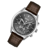 Buy Shop Hugo Boss Champion Grey Dial Brown Leather Strap Watch for Men - 1513815 USA Online