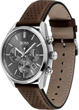 Buy Shop Hugo Boss Champion Grey Dial Brown Leather Strap Watch for Men - 1513815 USA Online