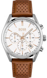 Buy Shop Hugo Boss Champion White Dial Brown Leather Strap Watch for Men - 1513879 USA Online