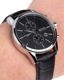 Buy Shop Hugo Boss Chronograph Black Dial Black Leather Strap Watch For Men - 1513266 USA Online