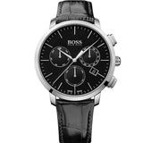 Buy Shop Hugo Boss Chronograph Black Dial Black Leather Strap Watch For Men - 1513266 USA Online