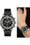 Buy Shop Hugo Boss Chronograph Black Dial Black Leather Strap Watch for Men - 1513864 USA Online