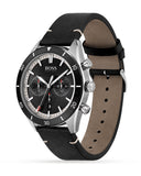 Buy Shop Hugo Boss Chronograph Black Dial Black Leather Strap Watch for Men - 1513864 USA Online