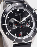 Buy Shop Hugo Boss Chronograph Black Dial Black Leather Strap Watch for Men - 1513864 USA Online