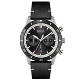 Buy Shop Hugo Boss Chronograph Black Dial Black Leather Strap Watch for Men - 1513864 USA Online