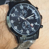 Buy Shop Hugo Boss Chronograph Black Dial Black Steel Strap Watch for Men - 1513180 USA Online
