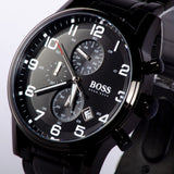Buy Shop Hugo Boss Chronograph Black Dial Black Steel Strap Watch for Men - 1513180 USA Online