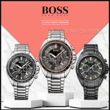 Buy Shop Hugo Boss Chronograph Black Dial Silver Steel Strap Watch for Men - 151080 USA Online
