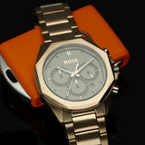 Buy Shop Hugo Boss Classic Chronograph Green Dial Beige Gold Steel Strap Watch For Men - 1514019 USA Online