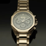 Buy Shop Hugo Boss Classic Chronograph Green Dial Beige Gold Steel Strap Watch For Men - 1514019 USA Online