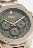 Buy Shop Hugo Boss Classic Chronograph Green Dial Beige Gold Steel Strap Watch For Men - 1514019 USA Online