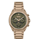 Buy Shop Hugo Boss Classic Chronograph Green Dial Beige Gold Steel Strap Watch For Men - 1514019 USA Online