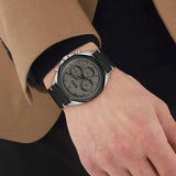 Buy Shop Hugo Boss Cloud Chronograph Grey Dial Black Leather Strap Watch for Men - 1514014 USA Online