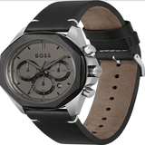 Buy Shop Hugo Boss Cloud Chronograph Grey Dial Black Leather Strap Watch for Men - 1514014 USA Online