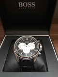 Buy Shop Hugo Boss Companion Black Dial Black Leather Strap Watch for Men - 1513543 USA Online