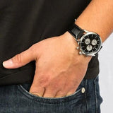 Buy Shop Hugo Boss Companion Black Dial Black Leather Strap Watch for Men - 1513543 USA Online