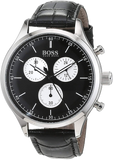 Buy Shop Hugo Boss Companion Black Dial Black Leather Strap Watch for Men - 1513543 USA Online