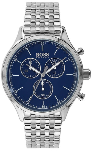Buy Shop Hugo Boss Companion Blue Dial Silver Steel Strap Watch for Men - 1513653 USA Online