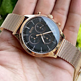 Buy Shop Hugo Boss Companion Chronograph Black Dial Rose Gold Steel Strap Watch For Men - 1513548 USA Online