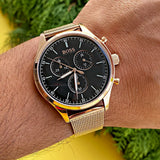 Buy Shop Hugo Boss Companion Chronograph Black Dial Rose Gold Steel Strap Watch For Men - 1513548 USA Online