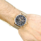 Buy Shop Hugo Boss Companion Chronograph Black Dial Rose Gold Steel Strap Watch For Men - 1513548 USA Online