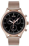 Buy Shop Hugo Boss Companion Chronograph Black Dial Rose Gold Steel Strap Watch For Men - 1513548 USA Online