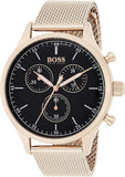 Buy Shop Hugo Boss Companion Chronograph Black Dial Rose Gold Steel Strap Watch For Men - 1513548 USA Online