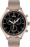 Buy Shop Hugo Boss Companion Chronograph Black Dial Rose Gold Steel Strap Watch For Men - 1513548 USA Online