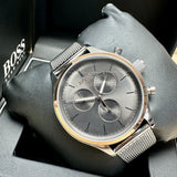 Buy Shop Hugo Boss Companion Chronograph Grey Dial Silver Mesh Bracelet Watch For Men - 1513549 USA Online