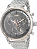 Buy Shop Hugo Boss Companion Chronograph Grey Dial Silver Mesh Bracelet Watch For Men - 1513549 USA Online