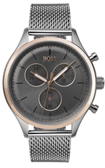 Buy Shop Hugo Boss Companion Chronograph Grey Dial Silver Mesh Bracelet Watch For Men - 1513549 USA Online