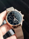 Buy Shop Hugo Boss Companion Quartz Black Dial Rose Gold Mesh Bracelet Watch For Men - HB1513548 USA Online
