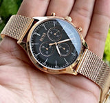 Buy Shop Hugo Boss Companion Quartz Black Dial Rose Gold Mesh Bracelet Watch For Men - HB1513548 USA Online