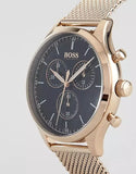 Buy Shop Hugo Boss Companion Quartz Black Dial Rose Gold Mesh Bracelet Watch For Men - HB1513548 USA Online
