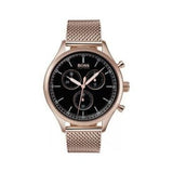 Buy Shop Hugo Boss Companion Quartz Black Dial Rose Gold Mesh Bracelet Watch For Men - HB1513548 USA Online