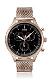 Buy Shop Hugo Boss Companion Quartz Black Dial Rose Gold Mesh Bracelet Watch For Men - HB1513548 USA Online
